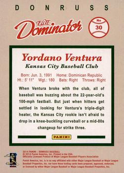 2014 Donruss - Elite Dominator Series 2 #30 Yordano Ventura Back