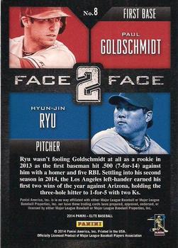2014 Donruss - Elite Face 2 Face #8 Hyun-Jin Ryu / Paul Goldschmidt Back