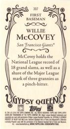 2016 Topps Gypsy Queen - Mini Foil #307 Willie McCovey Back