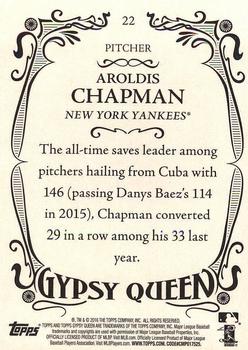 2016 Topps Gypsy Queen - Framed Blue #22 Aroldis Chapman Back