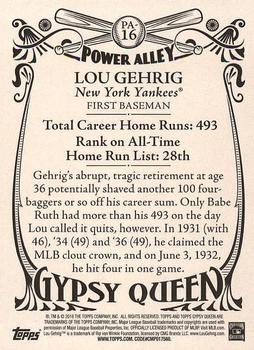 2016 Topps Gypsy Queen - Power Alley #PA-16 Lou Gehrig Back