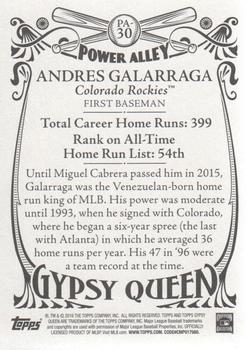 2016 Topps Gypsy Queen - Power Alley #PA-30 Andres Galarraga Back