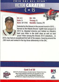 2014 Brandt South Atlantic League South Division All-Stars #3 Victor Caratini Back