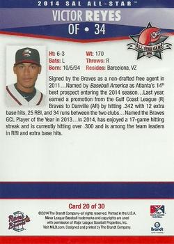 2014 Brandt South Atlantic League South Division All-Stars #20 Victor Reyes Back