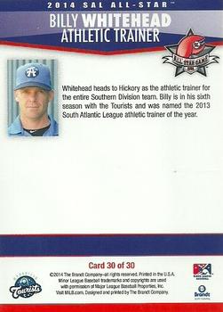 2014 Brandt South Atlantic League South Division All-Stars #30 Billy Whitehead Back