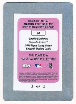 2016 Topps Gypsy Queen - Printing Plate Magenta #24 Charlie Blackmon Back