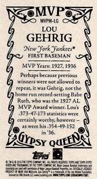 2016 Topps Gypsy Queen - MVP Minis #MVPM-LG Lou Gehrig Back