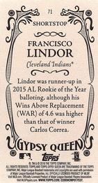 2016 Topps Gypsy Queen - Mini Box Variations #71 Francisco Lindor Back