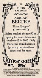 2016 Topps Gypsy Queen - Mini Box Variations #86 Adrian Beltre Back