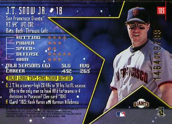 1998 Topps Stars #103 J.T. Snow Jr. Back