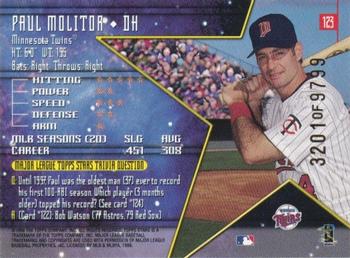 1998 Topps Stars #123 Paul Molitor Back