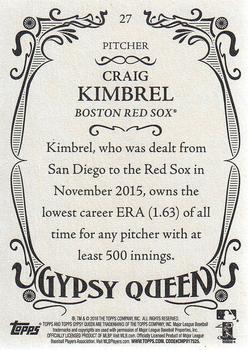 2016 Topps Gypsy Queen - Framed Purple #27 Craig Kimbrel Back