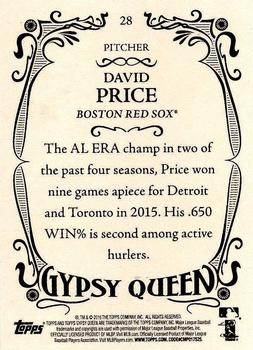 2016 Topps Gypsy Queen - Framed Purple #28 David Price Back