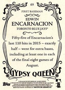 2016 Topps Gypsy Queen - Framed Purple #69 Edwin Encarnacion Back