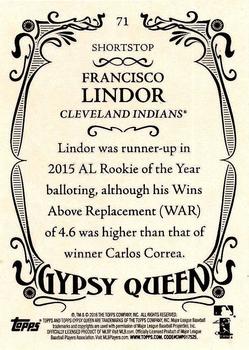 2016 Topps Gypsy Queen - Framed Purple #71 Francisco Lindor Back