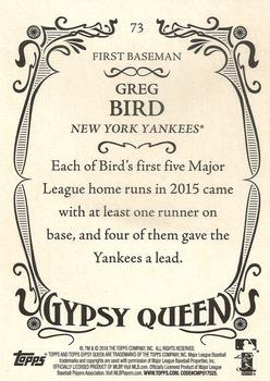 2016 Topps Gypsy Queen - Framed Purple #73 Greg Bird Back