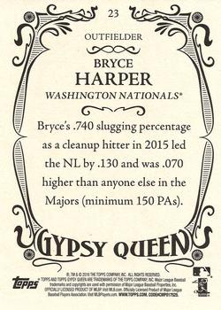 2016 Topps Gypsy Queen - Framed Green #23 Bryce Harper Back