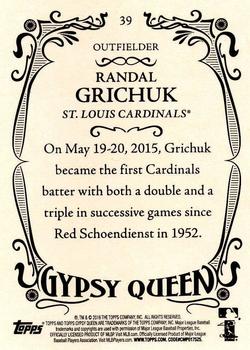 2016 Topps Gypsy Queen - Framed Green #39 Randal Grichuk Back
