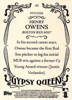 2016 Topps Gypsy Queen - Framed Green #43 Henry Owens Back
