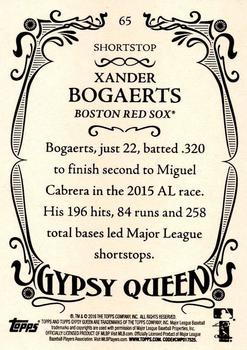 2016 Topps Gypsy Queen - Framed Green #65 Xander Bogaerts Back