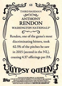 2016 Topps Gypsy Queen - Framed Green #68 Anthony Rendon Back