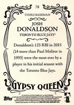 2016 Topps Gypsy Queen - Framed Green #78 Josh Donaldson Back
