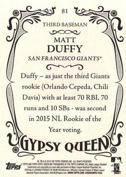 2016 Topps Gypsy Queen - Framed Green #81 Matt Duffy Back