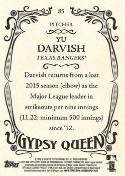 2016 Topps Gypsy Queen - Framed Green #85 Yu Darvish Back