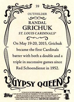 2016 Topps Gypsy Queen - Framed Black #39 Randal Grichuk Back