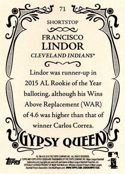 2016 Topps Gypsy Queen - Framed Black #71 Francisco Lindor Back