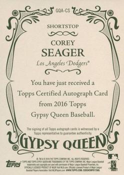 2016 Topps Gypsy Queen - Autographs #GQA-CS Corey Seager Back
