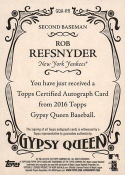 2016 Topps Gypsy Queen - Autographs #GQA-RR Rob Refsnyder Back