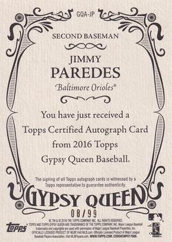 2016 Topps Gypsy Queen - Autographs Green #GQA-JP Jimmy Paredes Back