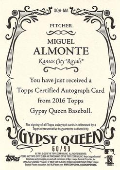 2016 Topps Gypsy Queen - Autographs Green #GQA-MA Miguel Almonte Back