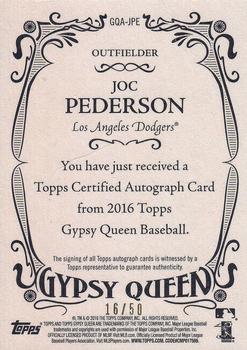 2016 Topps Gypsy Queen - Autographs Gold #GQA-JPE Joc Pederson Back