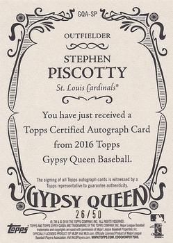 2016 Topps Gypsy Queen - Autographs Gold #GQA-SP Stephen Piscotty Back