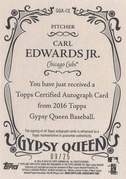 2016 Topps Gypsy Queen - Autographs Orange #GQA-CE Carl Edwards Jr. Back