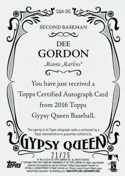 2016 Topps Gypsy Queen - Autographs Orange #GQA-DG Dee Gordon Back