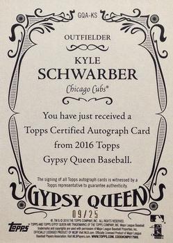 2016 Topps Gypsy Queen - Autographs Orange #GQA-KS Kyle Schwarber Back