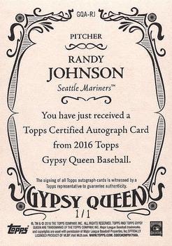2016 Topps Gypsy Queen - Autographs Black #GQA-RJ Randy Johnson Back