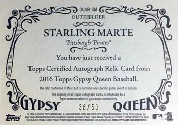 2016 Topps Gypsy Queen - Autographed Relic #GQAR-SM Starling Marte Back