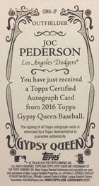 2016 Topps Gypsy Queen - Autographs Mini #GMA-JP Joc Pederson Back