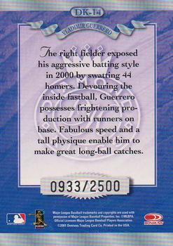 2001 Donruss - Diamond Kings #DK-14 Vladimir Guerrero  Back