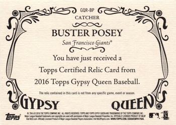 2016 Topps Gypsy Queen - Relic #GQR-BP Buster Posey Back