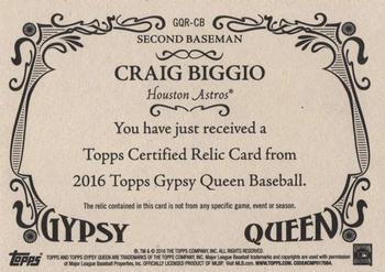 2016 Topps Gypsy Queen - Relic #GQR-CB Craig Biggio Back