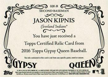 2016 Topps Gypsy Queen - Relic #GQR-JK Jason Kipnis Back