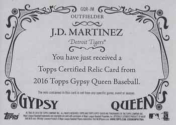2016 Topps Gypsy Queen - Relic #GQR-JM J.D. Martinez Back