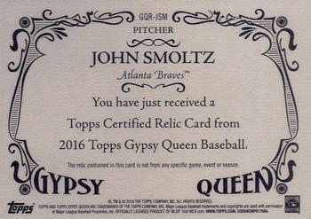 2016 Topps Gypsy Queen - Relic #GQR-JSM John Smoltz Back