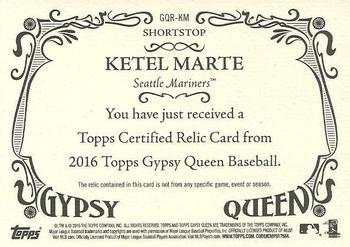 2016 Topps Gypsy Queen - Relic #GQR-KM Ketel Marte Back