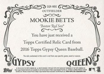 2016 Topps Gypsy Queen - Relic #GQR-MBE Mookie Betts Back